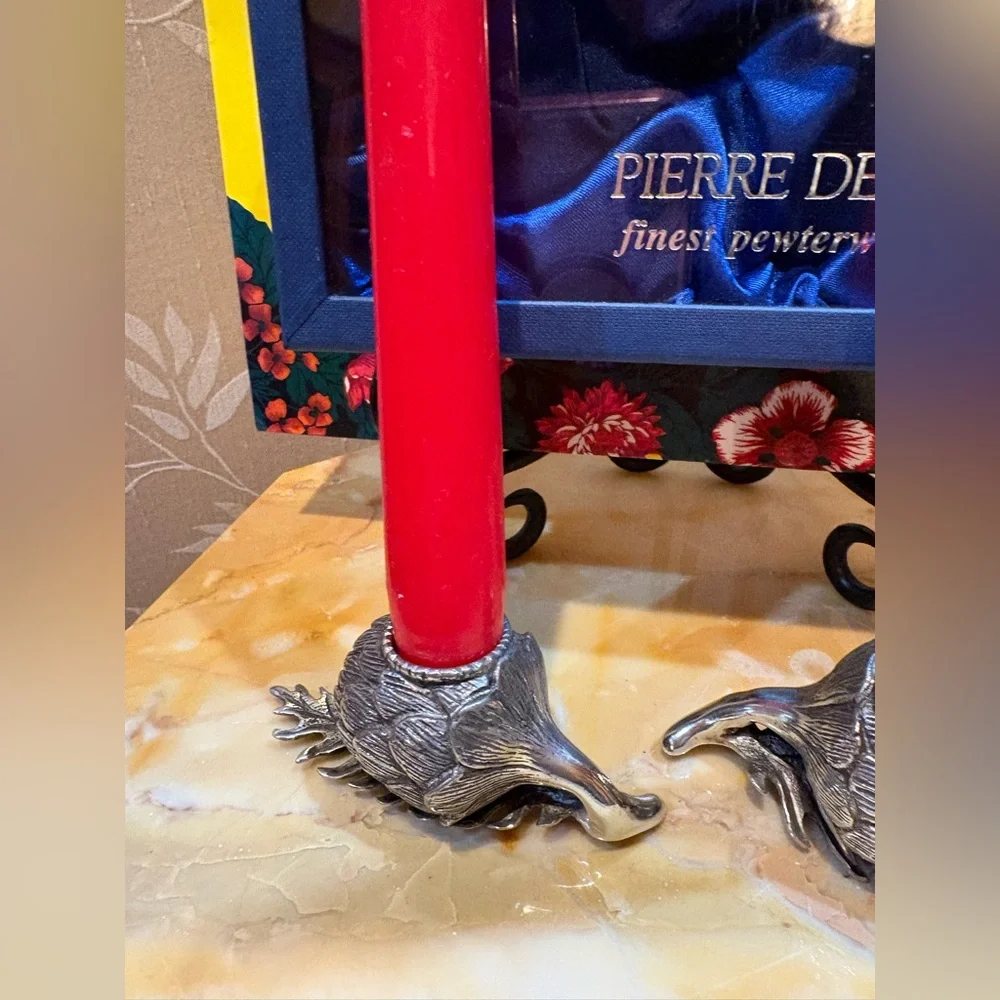 Pierre Deux Rare Vintage Pewter Set of 2 Artichoke Candle 🕯️ Holders!